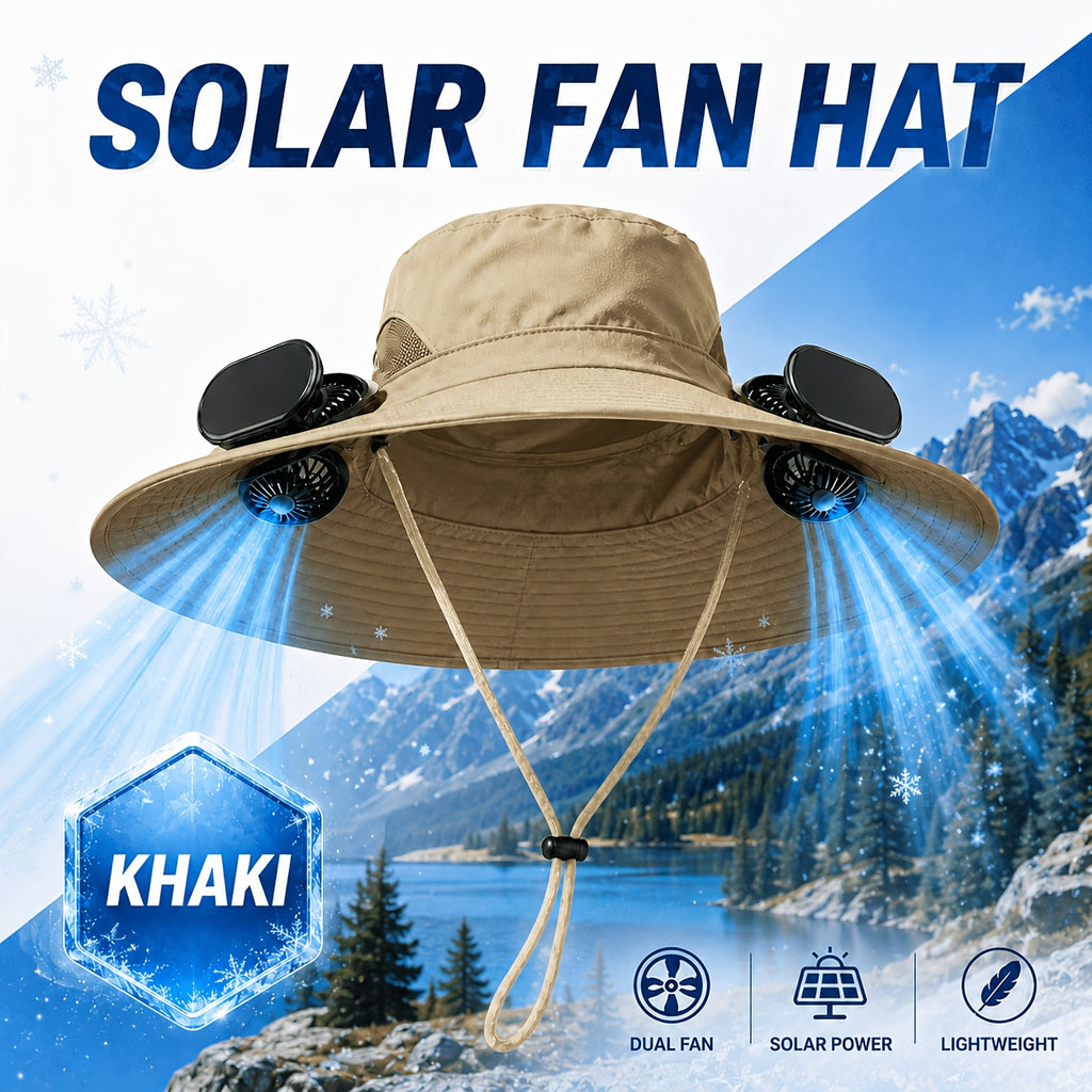 Fan Hat for Men And Women, Solar Wide Brim Sun Hat with Dual Cooling Fans, Adjustable Airflow Outdoor Hat for Summer Travel, Gardening, Hiking, Camping And Yard Work (Single Hat Without Fan/ 2 Fan)