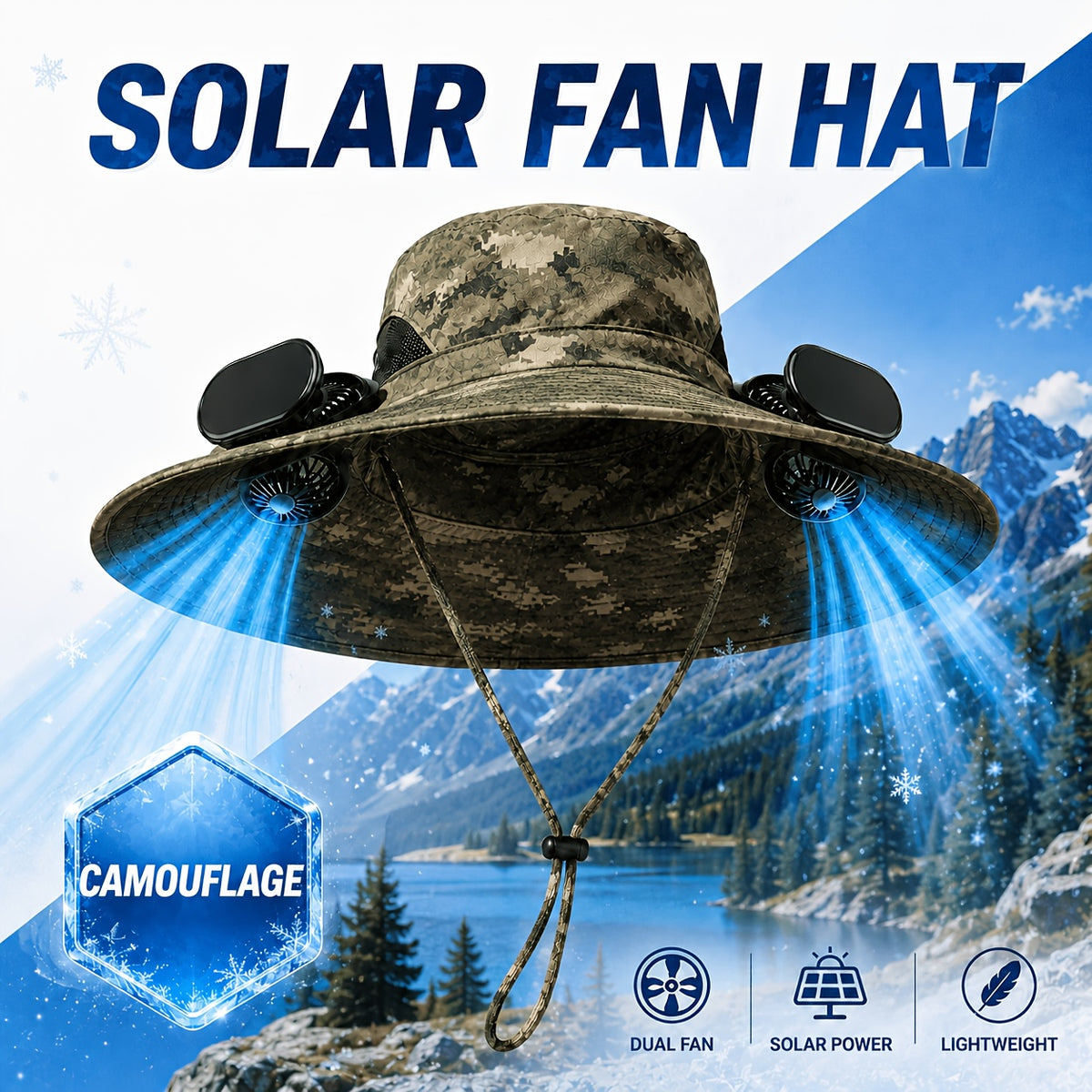 Fan Hat for Men And Women, Solar Wide Brim Sun Hat with Dual Cooling Fans, Adjustable Airflow Outdoor Hat for Summer Travel, Gardening, Hiking, Camping And Yard Work (Single Hat Without Fan/ 2 Fan)