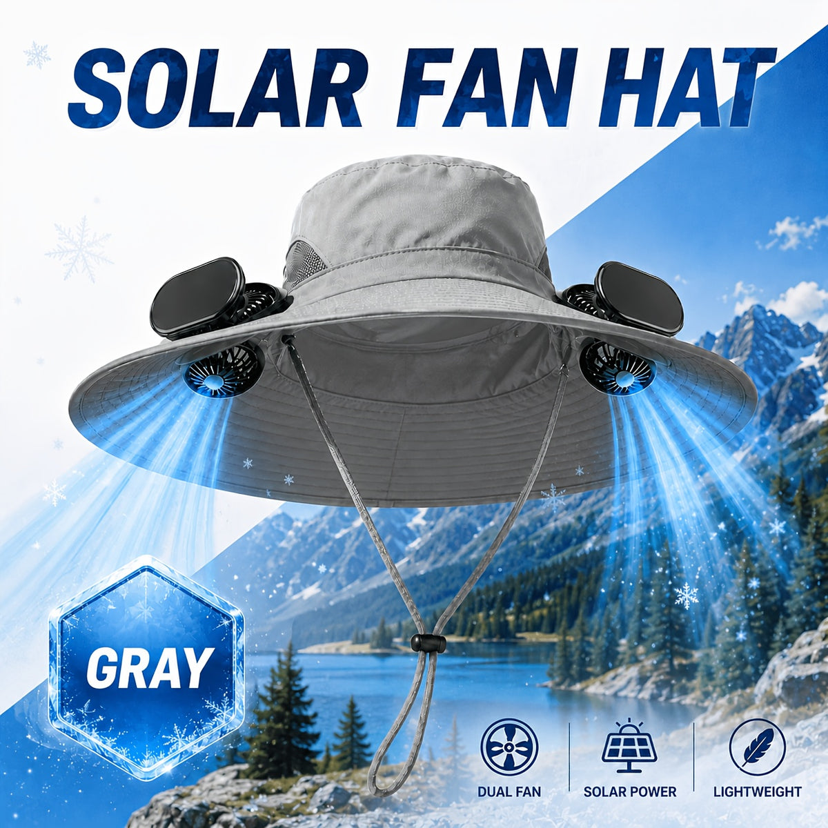 Fan Hat for Men And Women, Solar Wide Brim Sun Hat with Dual Cooling Fans, Adjustable Airflow Outdoor Hat for Summer Travel, Gardening, Hiking, Camping And Yard Work (Single Hat Without Fan/ 2 Fan)
