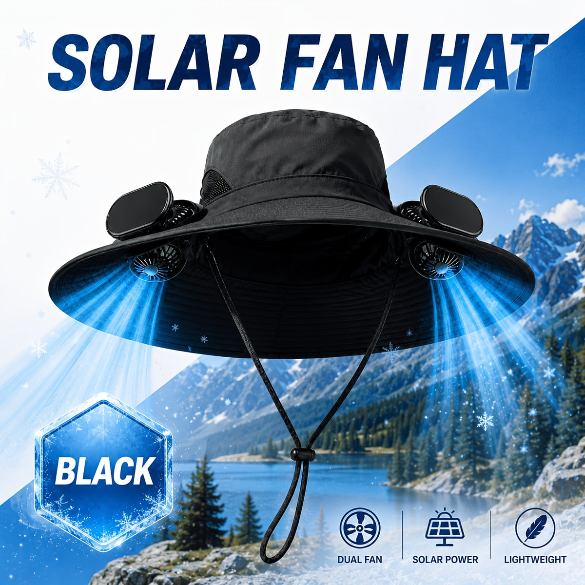 Fan Hat for Men And Women, Solar Wide Brim Sun Hat with Dual Cooling Fans, Adjustable Airflow Outdoor Hat for Summer Travel, Gardening, Hiking, Camping And Yard Work (Single Hat Without Fan/ 2 Fan)